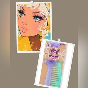 Conair Color Pops Paddle Brush & Wide Tooth Comb - Purple & Mint